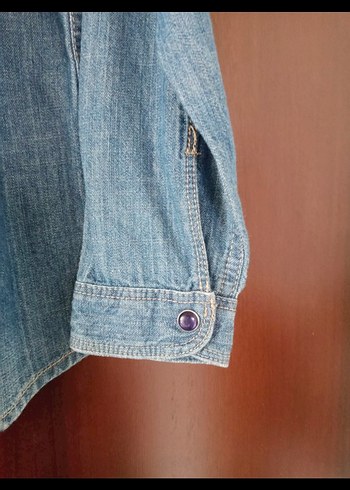 Çocuk Uzun Kollu Düğmeli Denim Gömlek - Görsel 4
