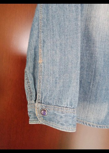 Çocuk Uzun Kollu Düğmeli Denim Gömlek - Görsel 3