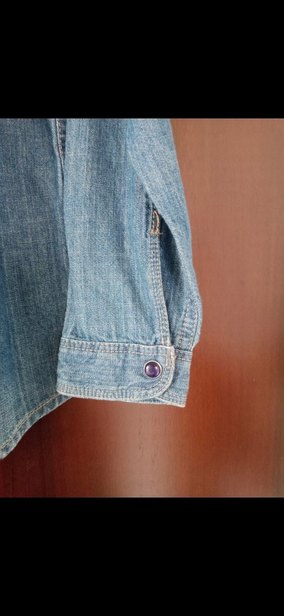 Çocuk Uzun Kollu Düğmeli Denim Gömlek - Görsel 4