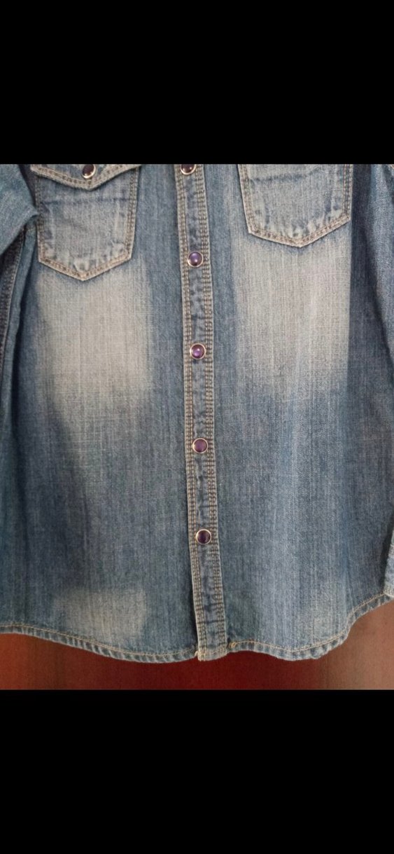 Çocuk Uzun Kollu Düğmeli Denim Gömlek - Görsel 5