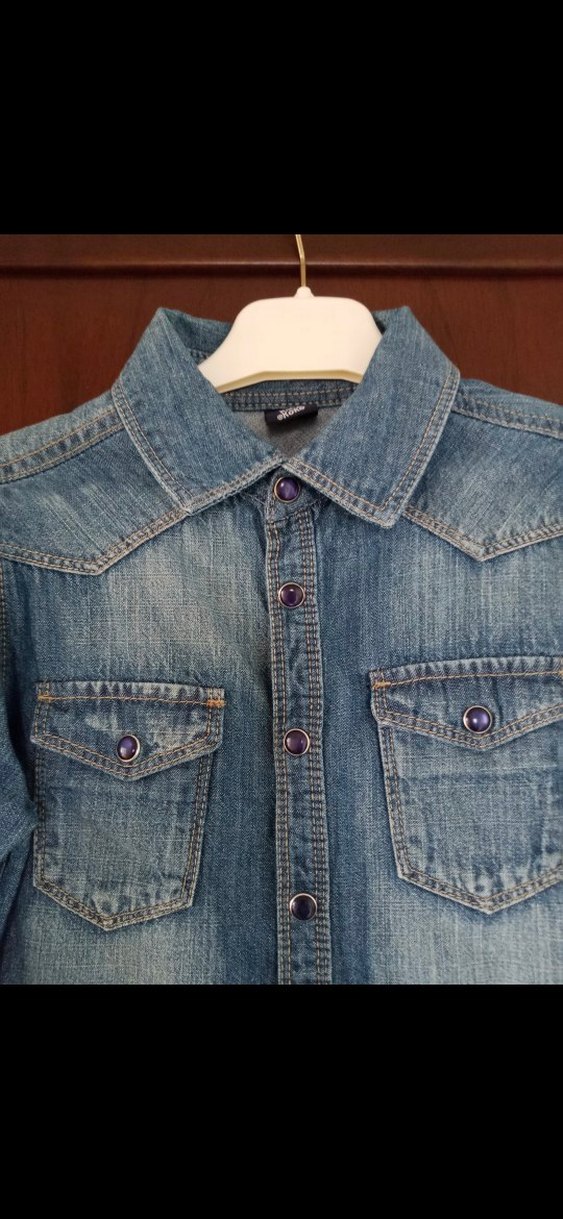Çocuk Uzun Kollu Düğmeli Denim Gömlek - Görsel 2
