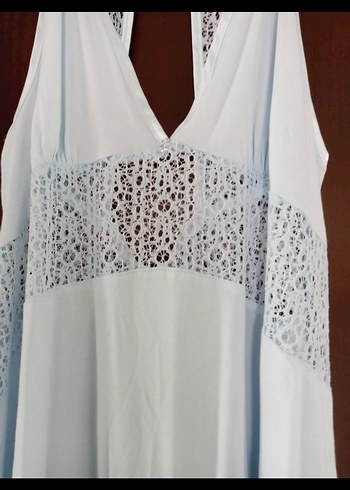 Acik mavi Bohem  Kadın  gecelik +Sabahlık - Görsel 5