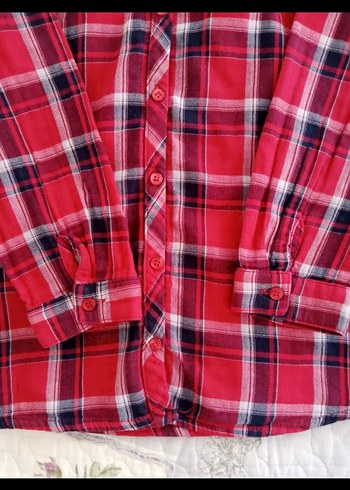 Kırmızı Kareli Düğmeli Gömlek - Görsel 4