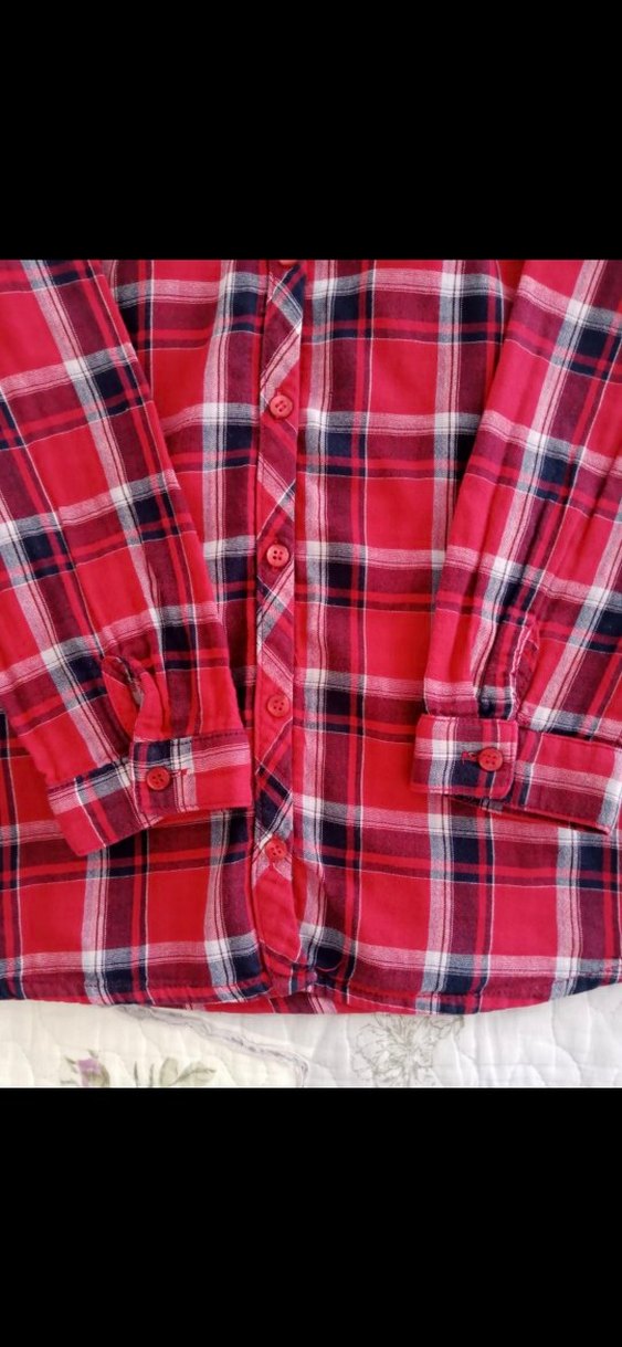 Kırmızı Kareli Düğmeli Gömlek - Görsel 4