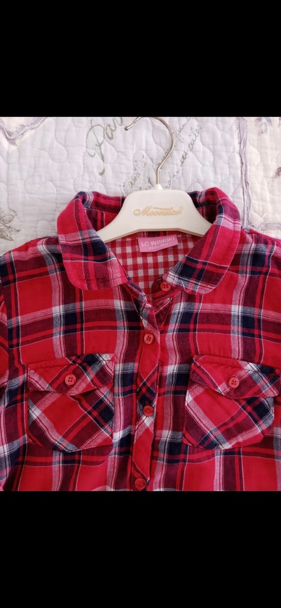 Kırmızı Kareli Düğmeli Gömlek - Görsel 3