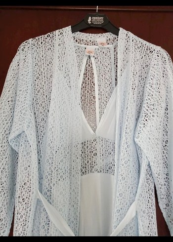 Beyaz Bohem Tarzı Uzun Kadın  Gecelik +Sabahlık - Görsel 2