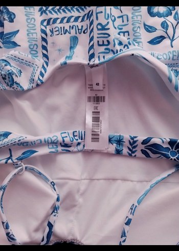 Mavi Desenli İnce Askılı Kadın Mayo - Görsel 2