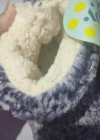 Kızlar için Gri Örgü Sıcak Ev Terliği - Görsel 6