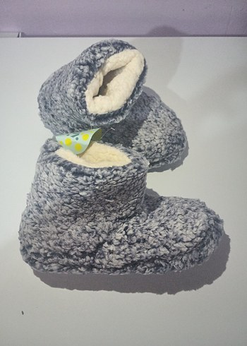 Kızlar için Gri Örgü Sıcak Ev Terliği - Görsel 7