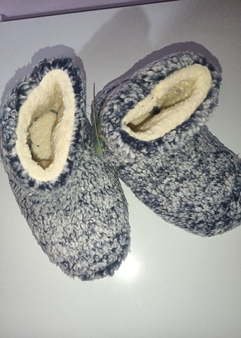 Kızlar için Gri Örgü Sıcak Ev Terliği - Görsel 9