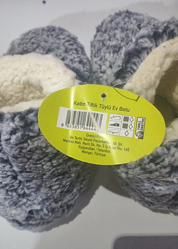 Kızlar için Gri Örgü Sıcak Ev Terliği - Görsel 3