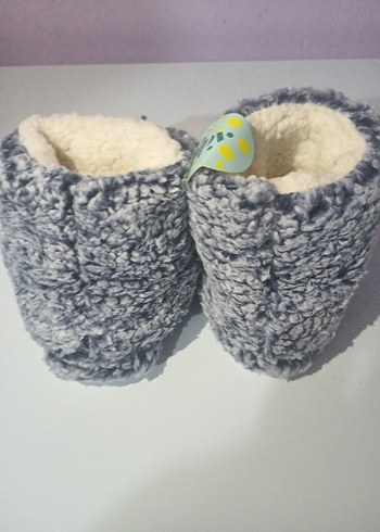 Kızlar için Gri Örgü Sıcak Ev Terliği - Görsel 4