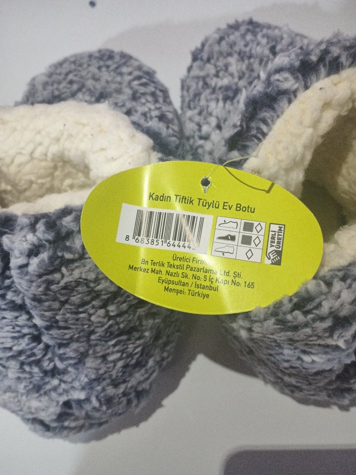 Kızlar için Gri Örgü Sıcak Ev Terliği - Görsel 3