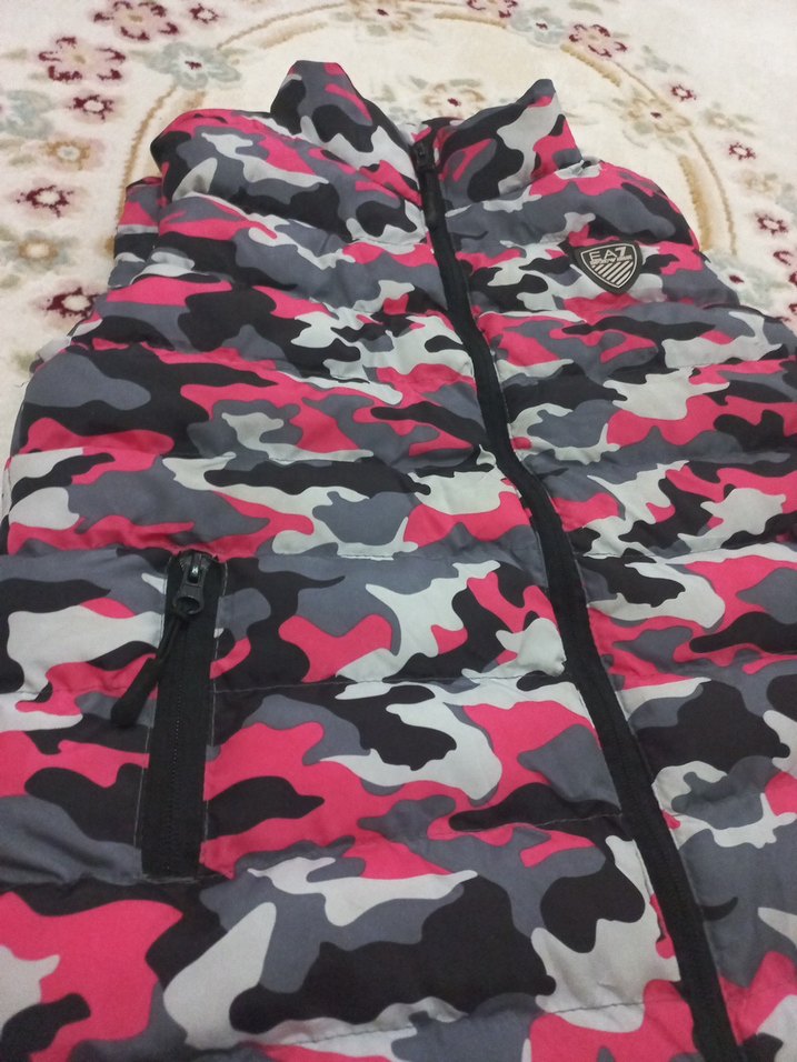 Pembe Kamuflaj Kapüşonlu çocuk Şişme Yelek - Görsel 2