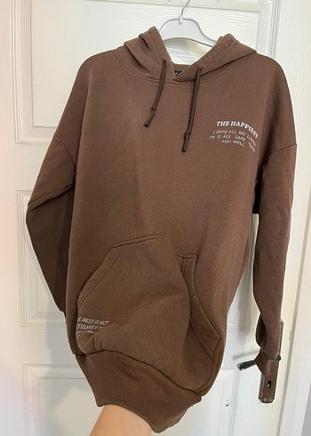 Kadın Kahverengi Kapüşonlu Sweatshirt - Görsel 3