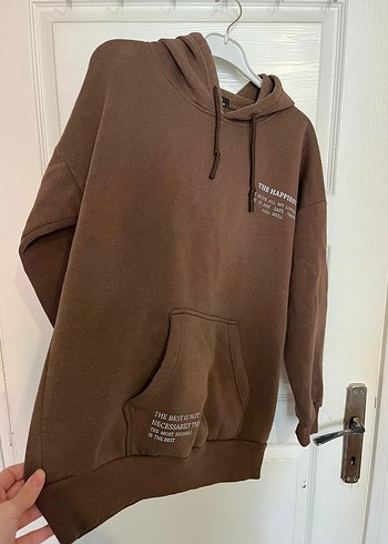 Kadın Kahverengi Kapüşonlu Sweatshirt - Görsel 2