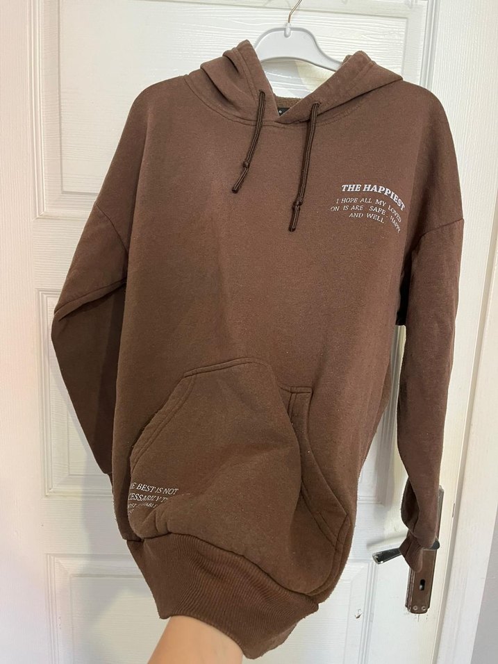 Kadın Kahverengi Kapüşonlu Sweatshirt - Görsel 3