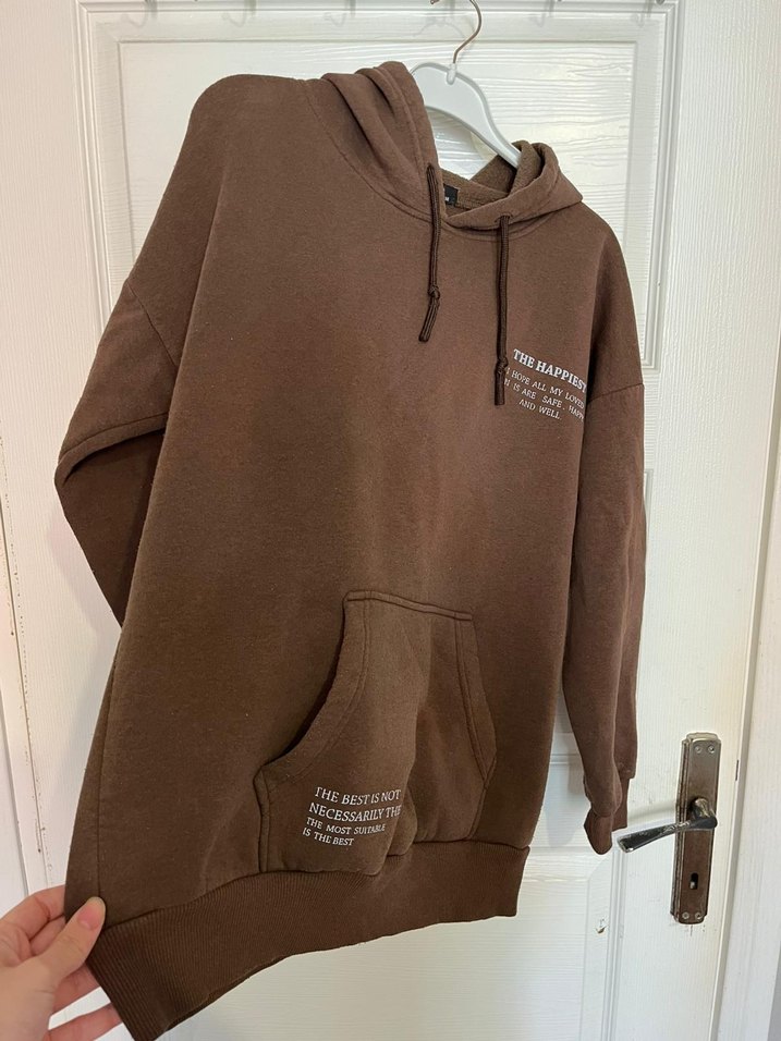 Kadın Kahverengi Kapüşonlu Sweatshirt - Görsel 2