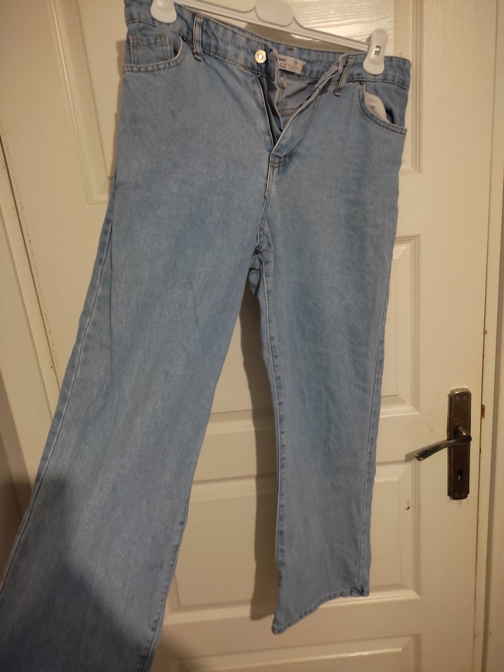 Kadın Mavi Bol Kesim Midi Kot Pantolon - Görsel 3