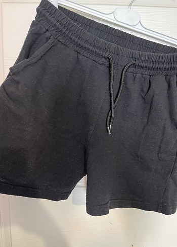 Siyah Pamuklu Rahat Mini Şort - Görsel 2