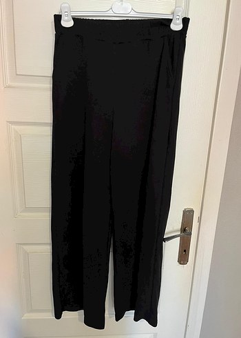 Siyah Kadın Uzun Salaş Kumaş Pantolon - Görsel 2