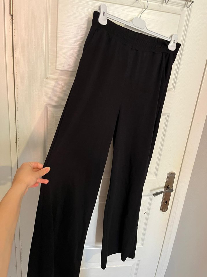 Siyah Kadın Uzun Salaş Kumaş Pantolon - Görsel 3