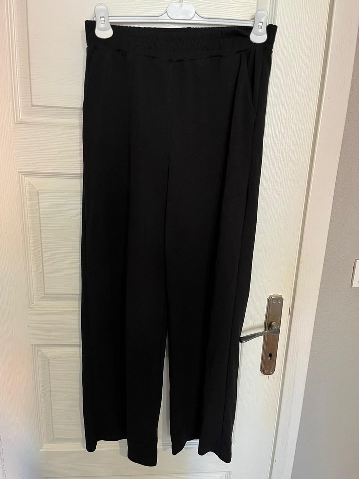 Siyah Kadın Uzun Salaş Kumaş Pantolon - Görsel 2