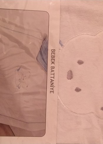 Nakışlı Bebek battaniyesi sıfır paketinde beyaz kısmı kadife - Görsel 6