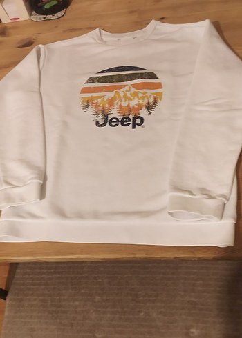 jeep marka Beyaz Jeep Baskılı çocuk Sweatshirt kız ve erkek için - Görsel 3