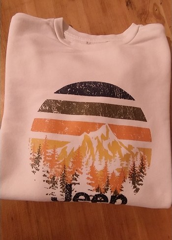 jeep marka Beyaz Jeep Baskılı çocuk Sweatshirt kız ve erkek için - Görsel 4