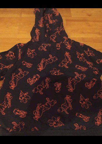 Koyu Siyah Kapüşonlu Erkek Çocuk Sweatshirt at figürlü - Görsel 2