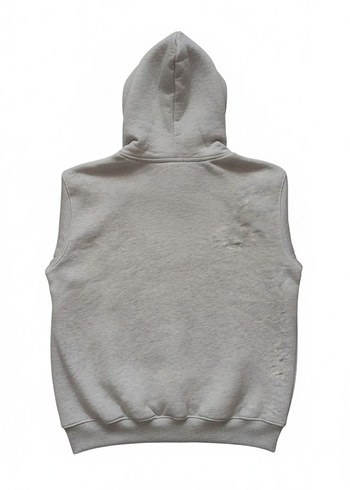 UNISEX Gri Kapüşonlu 3 iplik şardonlu Sweatshirt - Görsel 2