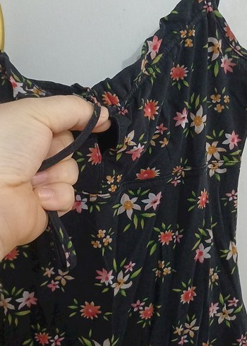 Çiçek Desenli Straplez Midi Elbise - Görsel 2