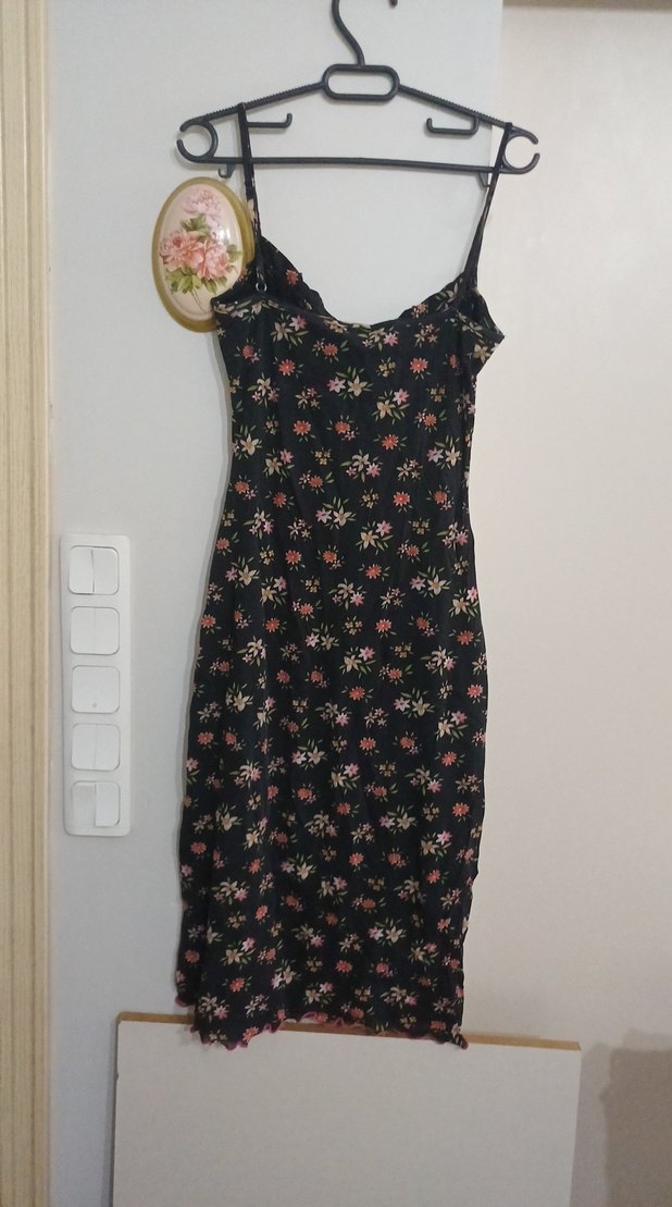 Çiçek Desenli Straplez Midi Elbise - Görsel 3