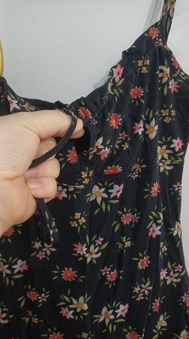 Çiçek Desenli Straplez Midi Elbise - Görsel 2