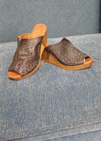 Tokalı Kadın Kot Dolgu Topuklu Terlik - Görsel 3