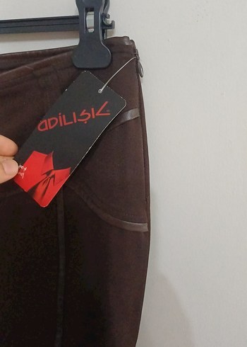 Kahverengi Bel Detaylı Mini Kalem Etek - Görsel 4