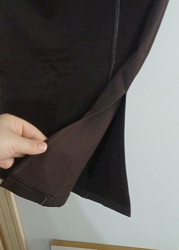 Kahverengi Bel Detaylı Mini Kalem Etek - Görsel 2