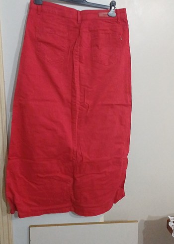 Kırmızı uzun kot  Etek - Görsel 4