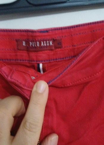 Kırmızı uzun kot  Etek - Görsel 3