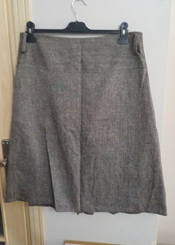 Gri Keten Pilili Mini Hamile Eteği - Görsel 3