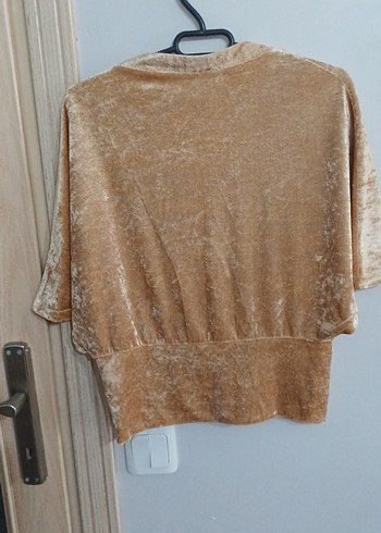 Bej Süet Mini Düğmeli V Yaka Kadın Hırka - Görsel 3