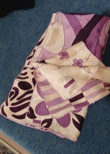 Mor Pastel Desenli Kadın İpek eşarp - Görsel 2