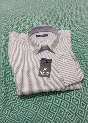 Düğmeli Regular Fit Beyaz Gri Erkek Gömlek - Görsel 3