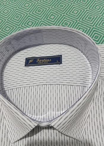 Düğmeli Regular Fit Beyaz Gri Erkek Gömlek - Görsel 2