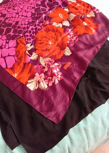 Bohem Renkli Mor İpek Kadın Fular - Görsel 6