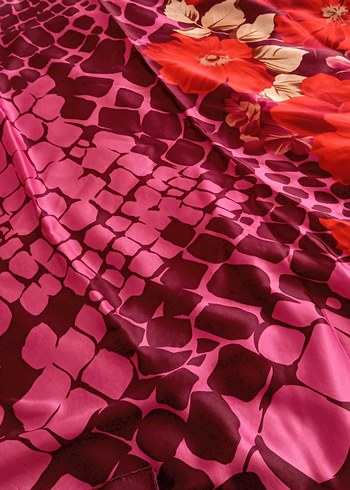 Bohem Renkli Mor İpek Kadın Fular - Görsel 2