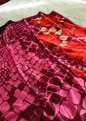 Bohem Renkli Mor İpek Kadın Fular - Görsel 5