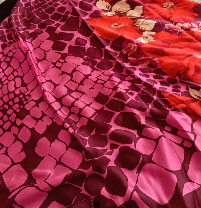 Bohem Renkli Mor İpek Kadın Fular - Görsel 2