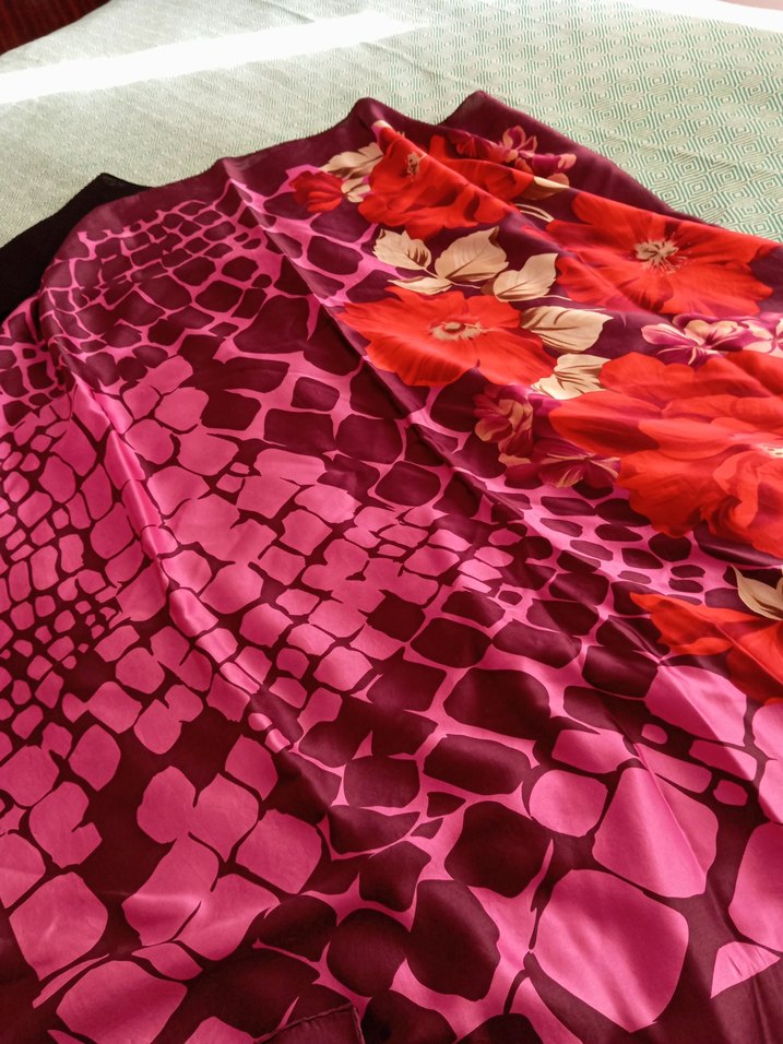 Bohem Renkli Mor İpek Kadın Fular - Görsel 5